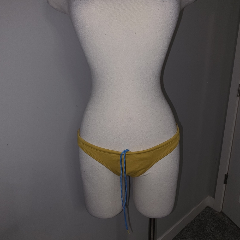 Jolyn Clothing MIDL Yellow Active Bikini Bottom Black Logo Patch Drawstring Sz S - Picture 15 of 16